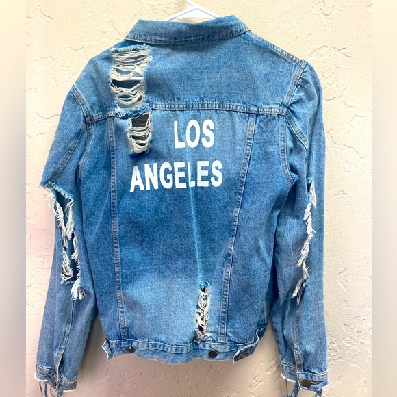 Los Angeles Distressed Denim Jacket - Picture 1 of 4